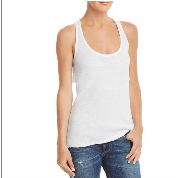 Chaser Antropologie Ribbed Racerback Tank In Blue and White - M - Picture 6 of 7